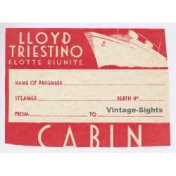 Lloyd Triestino: Flotte Ruinite - Cabin / Ocean Liner (Vintage Shipping Line Label ~1930s)