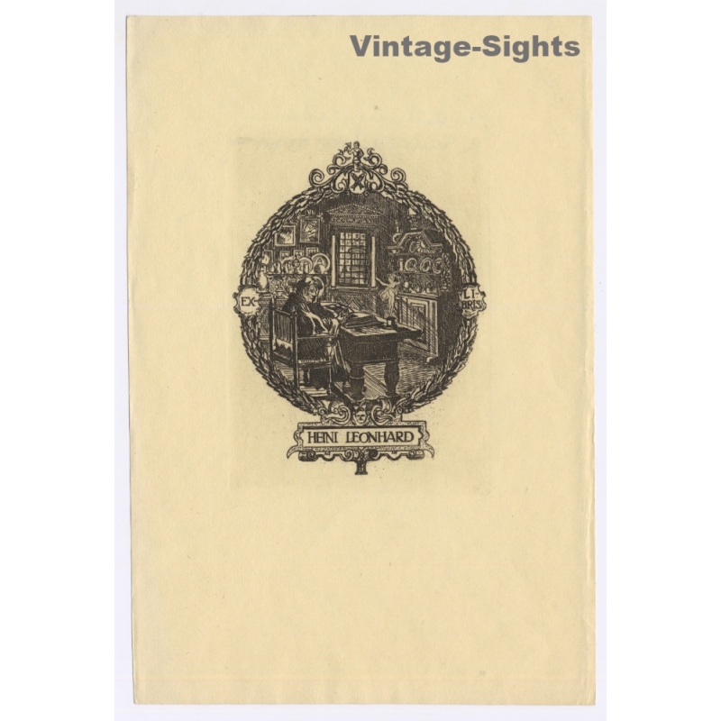 F. Haeffke: Writer - Collector (Vintage Exlibris/Bookplate 1909)
