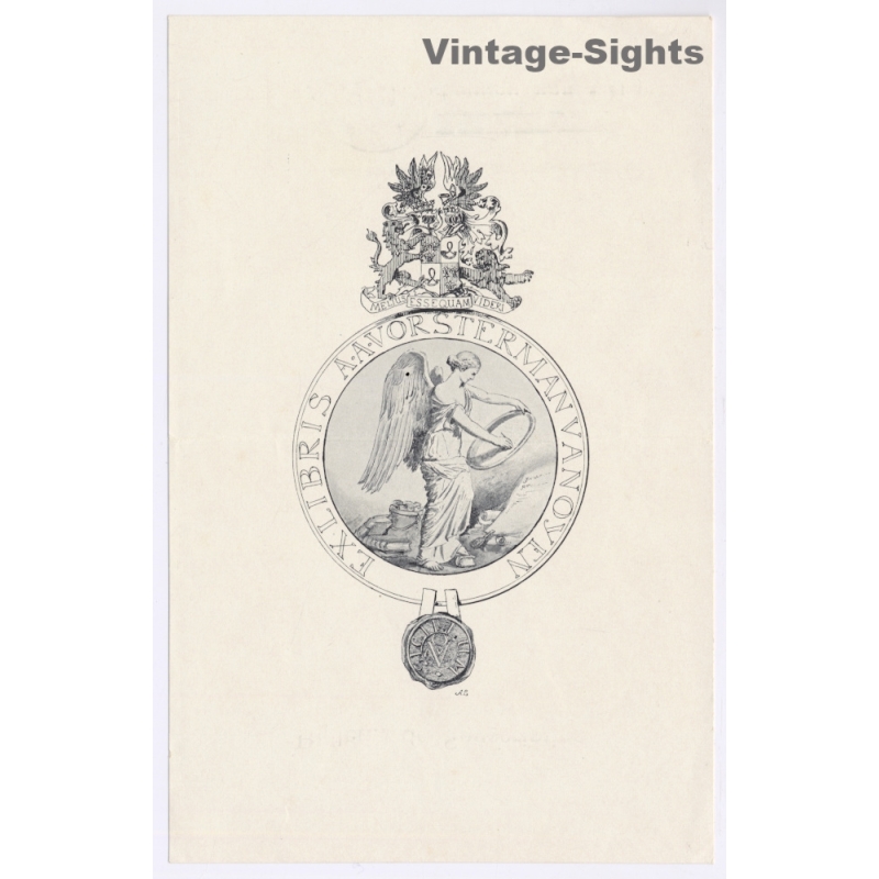A.A: Vorsterman van Oyen: Godess Nike Coat Of Arms (Vintage Exlibris/Bookplate)
