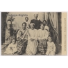 Burma / Myanmar: Christian Burmese Family Studio Portrait / Ethnic (Vintage PC ~1910s)