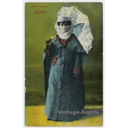Ottoman / Turkey: Dame Turque - Traditional Muslim Dress Charsaf Veil (Vintage PC ~1900s)