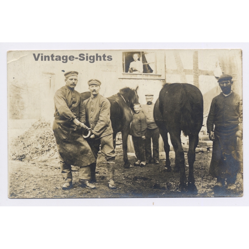 WW1 German Farrier Feldpost Inf Rgt 74 Hussar 17 Blacksmith (Vintage RPPC 1915)