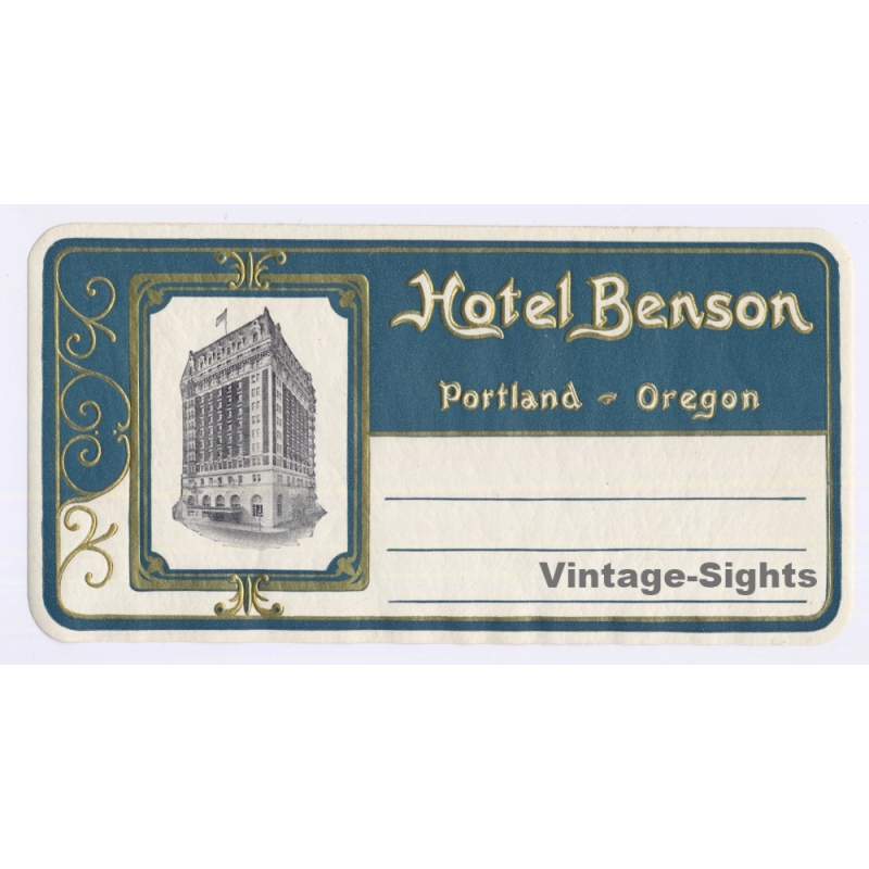 Portland / USA: Hotel Benson (Vintage Luggage Label ~1920s)
