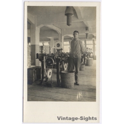 German Tobacco Cigarette Factory Machine Worker (Vintage RPPC ~1910s)