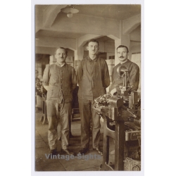 German Factory Workers Machinery Tobacco Cigarette Industry (Vintage RPPC ~1910s)