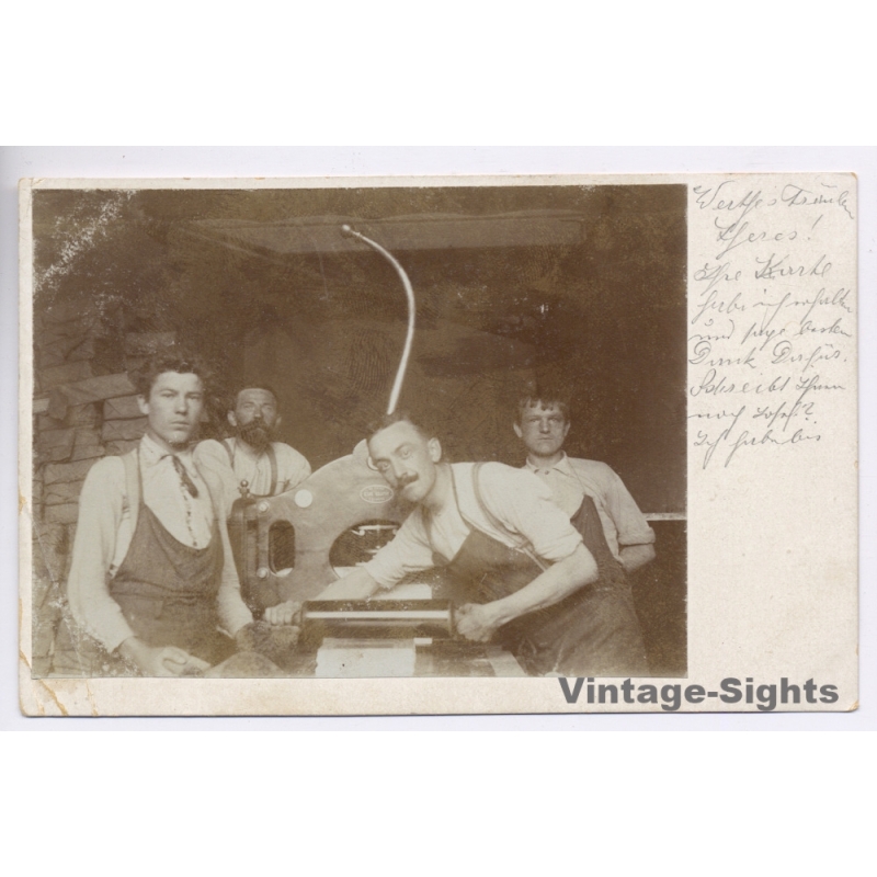 German Bakers Antique Bakery Dough Brake Machine (Vintage RPPC ~1900s)