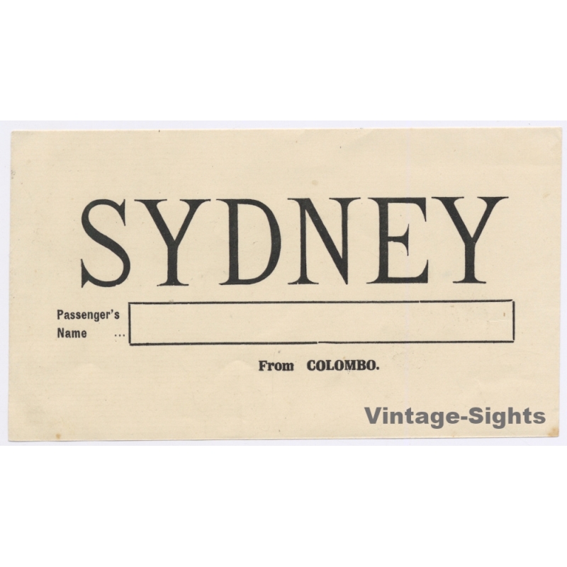 Orient Line: Sidney From Colombo (Vintage Shipping Line Label ~1930s/1940s)