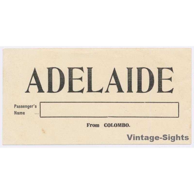 Orient Line: Adelaide From Colombo (Vintage Shipping Line Label ~1930s/1940s)