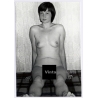 Erotic Study: Androgynous Shorthaired Nude Female On Blanket*3 (Vintage Photo GDR 1980s)