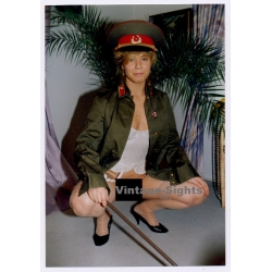 Erotic Study: Blonde Semi Nude Female In NVA Uniform*3 (Vintage Photo ~1990s)