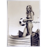 Artistic Erotic Study: Natural Blonde Nude With Beach Ball / Nudism (Large Digital Photo 30 x 21 CM ~2000s)