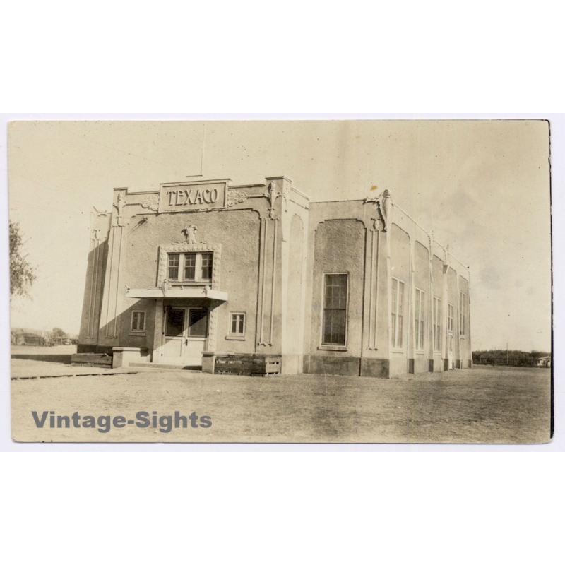 Texaco Oil Company Building Gas Station (Vintage RPPC AZO ~1920s)