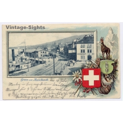 Rorschach / Switzerland: Steamboat - Harbor (Vintage PC Litho 1900)