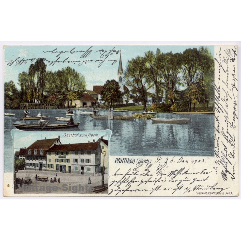 Pfäffikon Zürich / Switzerland: Gasthof Zum Hecht - Lake (Vintage PC 1903)
