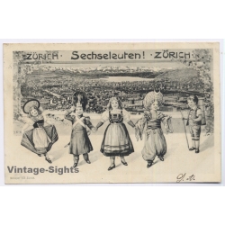 Zürich / Switzerland: Sechseläuten Festival Children Costumes (Vintage PC 1906)