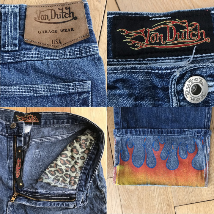 Von Dutch: Rare Vintage Flame Jeans From The 1990s / Size 32
