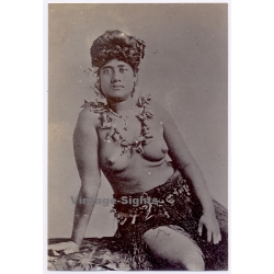 German Samoa: Topless Samoan Woman SMS Hansa Imperial Navy (Rare Vintage Photo 1904)