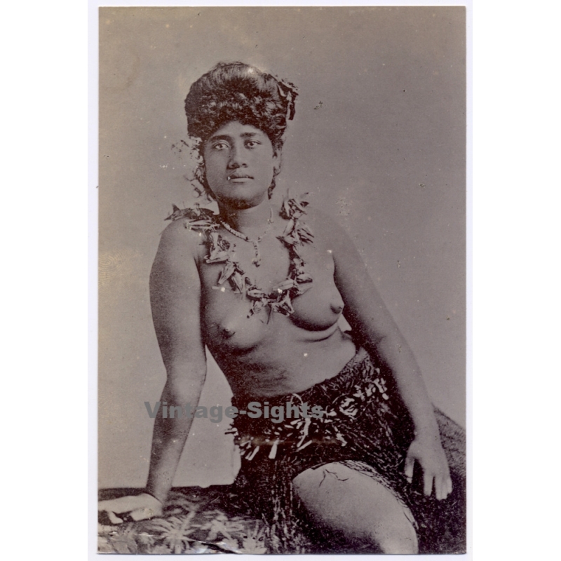 German Samoa: Topless Samoan Woman SMS Hansa Imperial Navy (Rare Vintage Photo 1904)