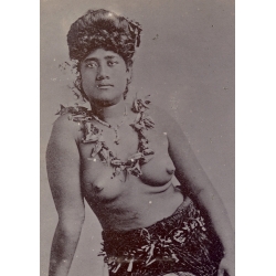 German Samoa: Topless Samoan Woman SMS Hansa Imperial Navy (Rare Vintage Photo 1904)