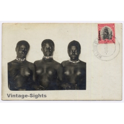 Deutsch-Südwestafrika: Native Women / Ethnic Nude - Walvis Bay Postmark (Vintage RPPC 1926)