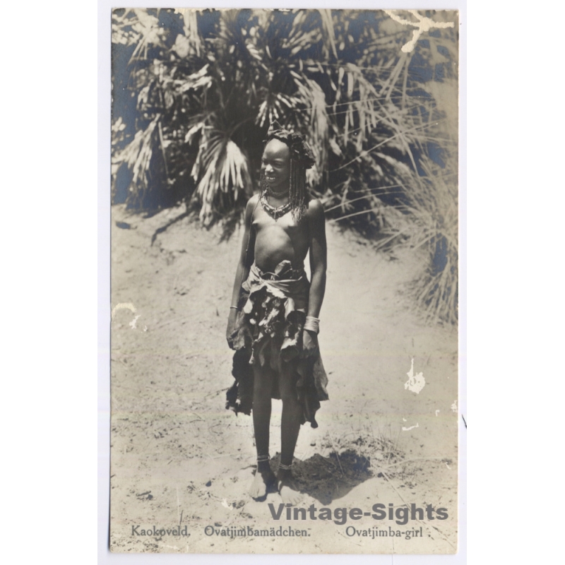 South West Africa / Namibia: Ovatjimba Girl / Ethnic - Kaokoveld (Vintage RPPC 1910s)