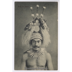 Deutsch-Samoa: Tuiga Chief Headdress A. Tattersall Colonial Pacific (Vintage PC 1900s/1910s)