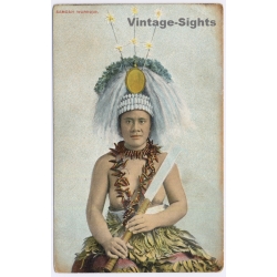 Deutsch-Samoa: Taupou Chief Daughter Tuiga War Knife / Colonial Pacific (Vintage PC 1900s/1910s)