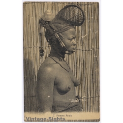 Senegal: Femme Foula Peul Traditional Hairstyle Colonial AOF (Vintage PC 1900s)