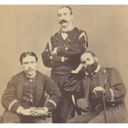 W.P. Floyd Hong Kong: 3 Uniformed Men Merchant Marine? (Vintage CDV ~1870s)