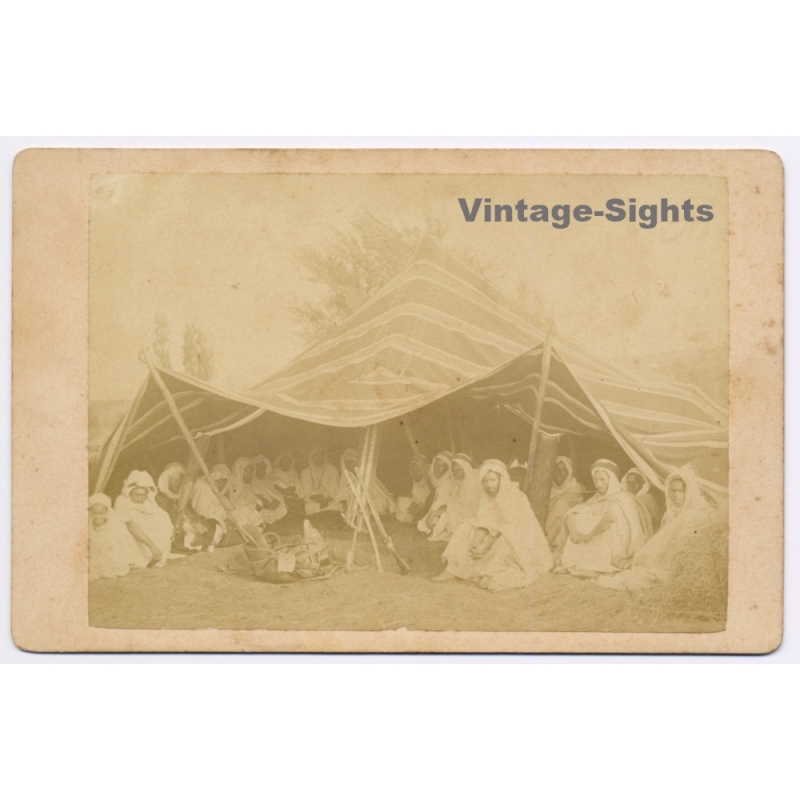 C. Portier Alger: Bedouin Tent Camp Algeria (Vintage Cabinet Card Photo ~1880s)