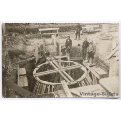 Construction Site Well Shaft Workers Professions (Vintage RPPC 1929)