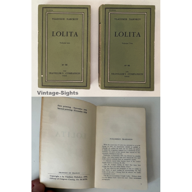Vladimir Nabokov: Lolita Vol.1 & 2 First Edition 2nd Printing (Rare Vintage Books 1958)