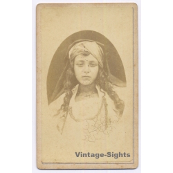 Famin & Cie / Alger: Algerian Girl Turban Jewelry (Vintage Orientalist CDV ~1870s)