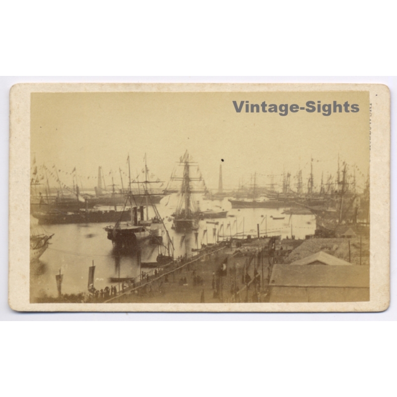 Justin Kozlowski / Egypt: 1869 Suez Canal Opening Port Said (Vintage Maritime CDV ~1870s)