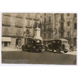 Figueres: Oldtimers La Rambla Narcis Monturiol Monument(Vintage Photo  ~1930s)