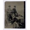 2 Gentlemen In Early Antique Car / Tintype (Vintage Ferrotype Photo ~1900s)