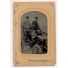 2 Gentlemen In Early Antique Car / Tintype (Vintage Ferrotype Photo ~1900s)