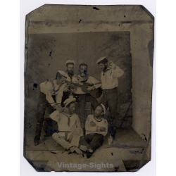 Alfredo Duran: Sailors Group / Tintype (Vintage Ferrotype Photo ~1890s)