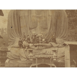 Kamakura Daibutsu / Japan: Great Buddah Western Tourists (Vintage Cabinet Card Photo ~1900s)