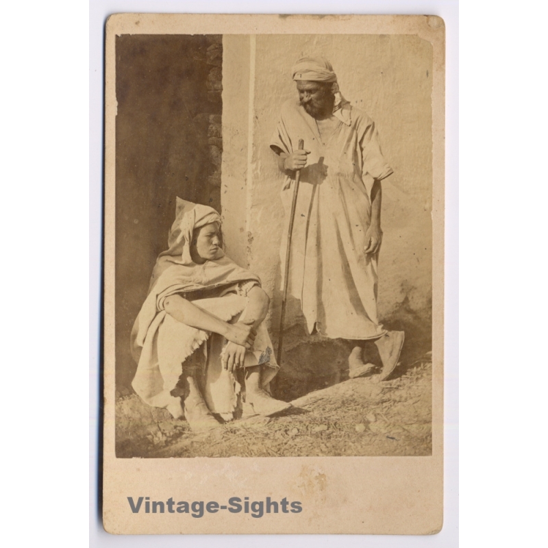 Maghreb / North Africa: Bedouin Men - Berber (Vintage Cabinet Card Photo ~1900s)