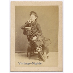 Pedro Beretervide / Montevideo: Portrait Of Elegant Girl (Vintage CDV ~1880s)