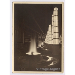 Barcelona World Fair 1929: Avenue Light Pillars Palau Nacional*2 / Concesiones Graficas (Vintage Photo)