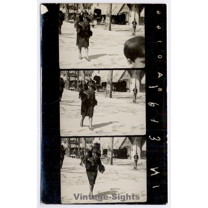Barcelona: Ramblas Fashion Woman Flapper (Vintage RPPC 1920s/1930s)