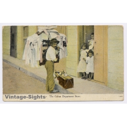 Cuba: Street Vendor / Cigar Advertising Stamp (Vintage PC Harris Bros ~1900s/1910s)