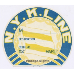 N.Y.K. Line: S.S. Maru - Destination Room No. (Vintage Shipping Line Label ~1930s)