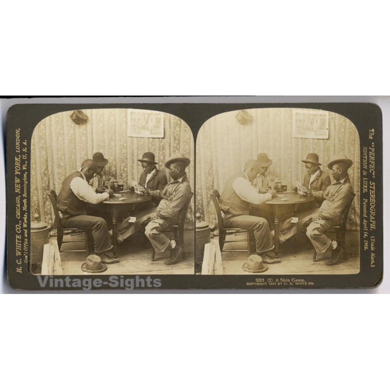 Black Americana: Skin Game Cheating Player (Vintage Stereoview Photo 1901)
