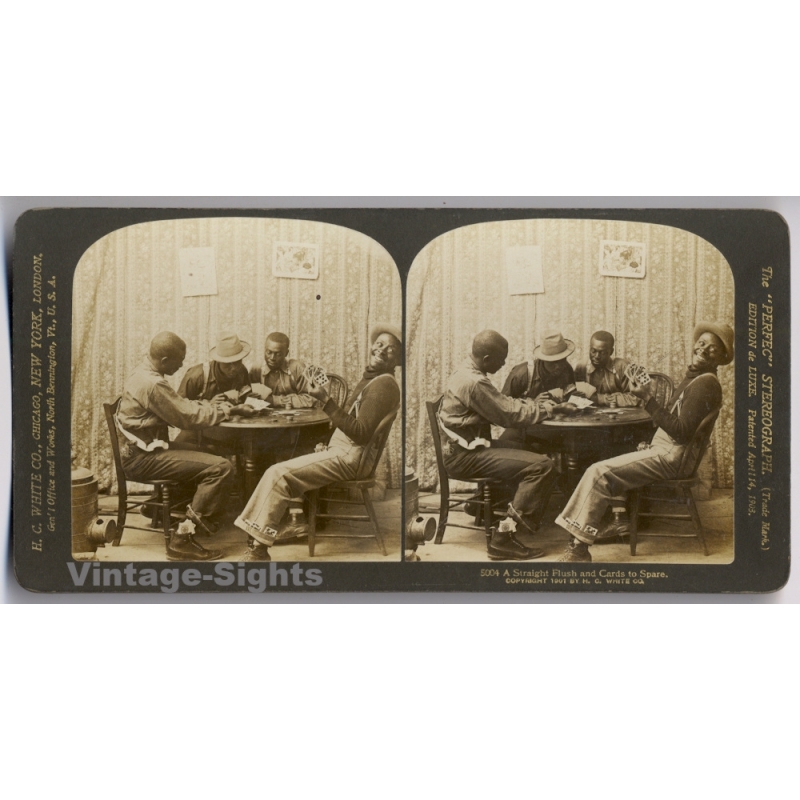 Black Americana: Straight Flush Poker Players (Vintage Stereoview Photo 1901)