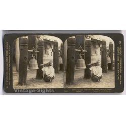 Burma: Pagan Temple Bell Ringer (Vintage Stereoview Photo 1907)