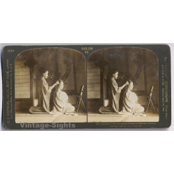 Japan: Geisha Hair Arranging Meiji Era (Vintage Stereoview Photo 1901)
