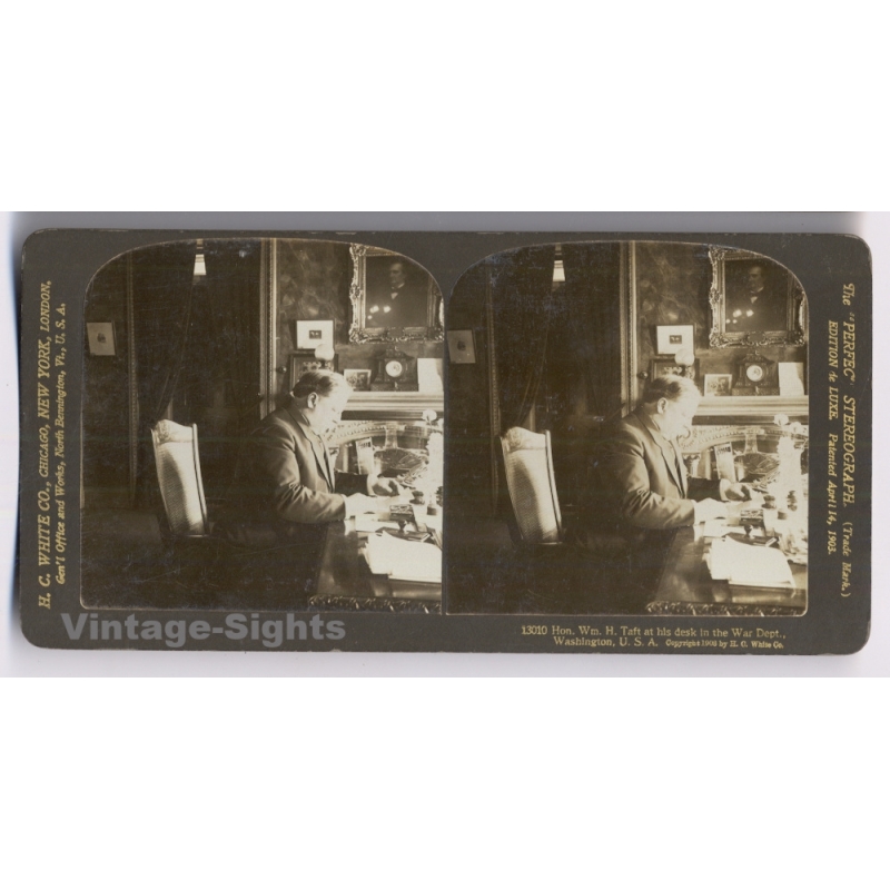 USA: William H Taft President War Department (Vintage Stereoview Photo 1906)